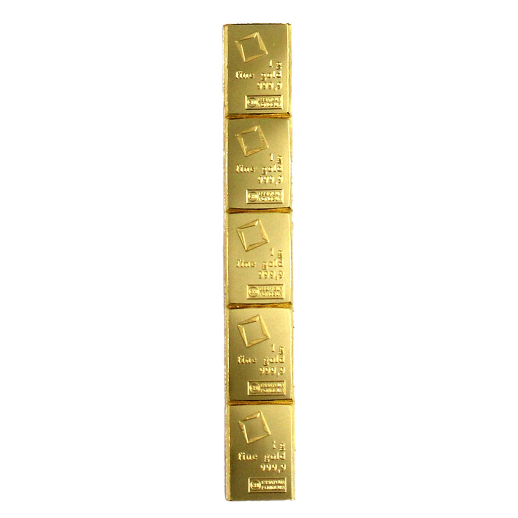 (LPO) 5x 1g Valcambi Suisse Gold Bars, 5pcs (No Tax) -  NO Credit Card, Paypal.