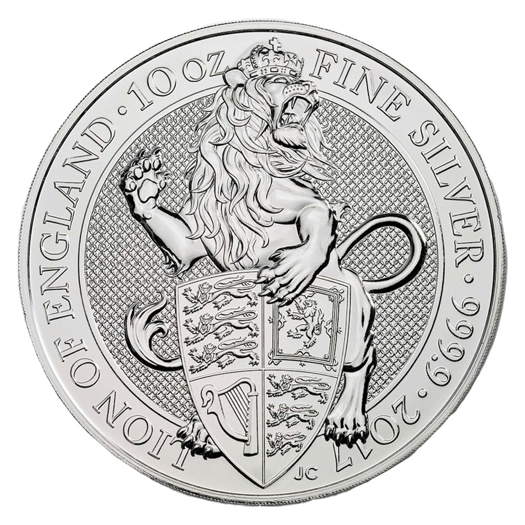 2017 Great Britain £10 Lion of England 10oz Silver (TAX exempt) Scuffed Cap