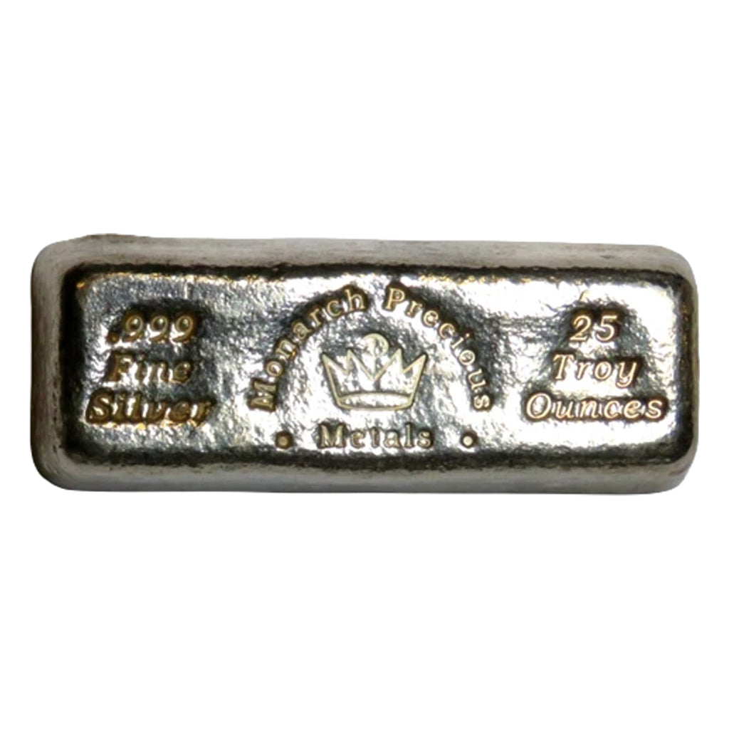 (LPO) Monarch Hand Poured 25oz Silver Bar (TAX exempt) Light Toning/Scr - NO Credit Card, Paypal.