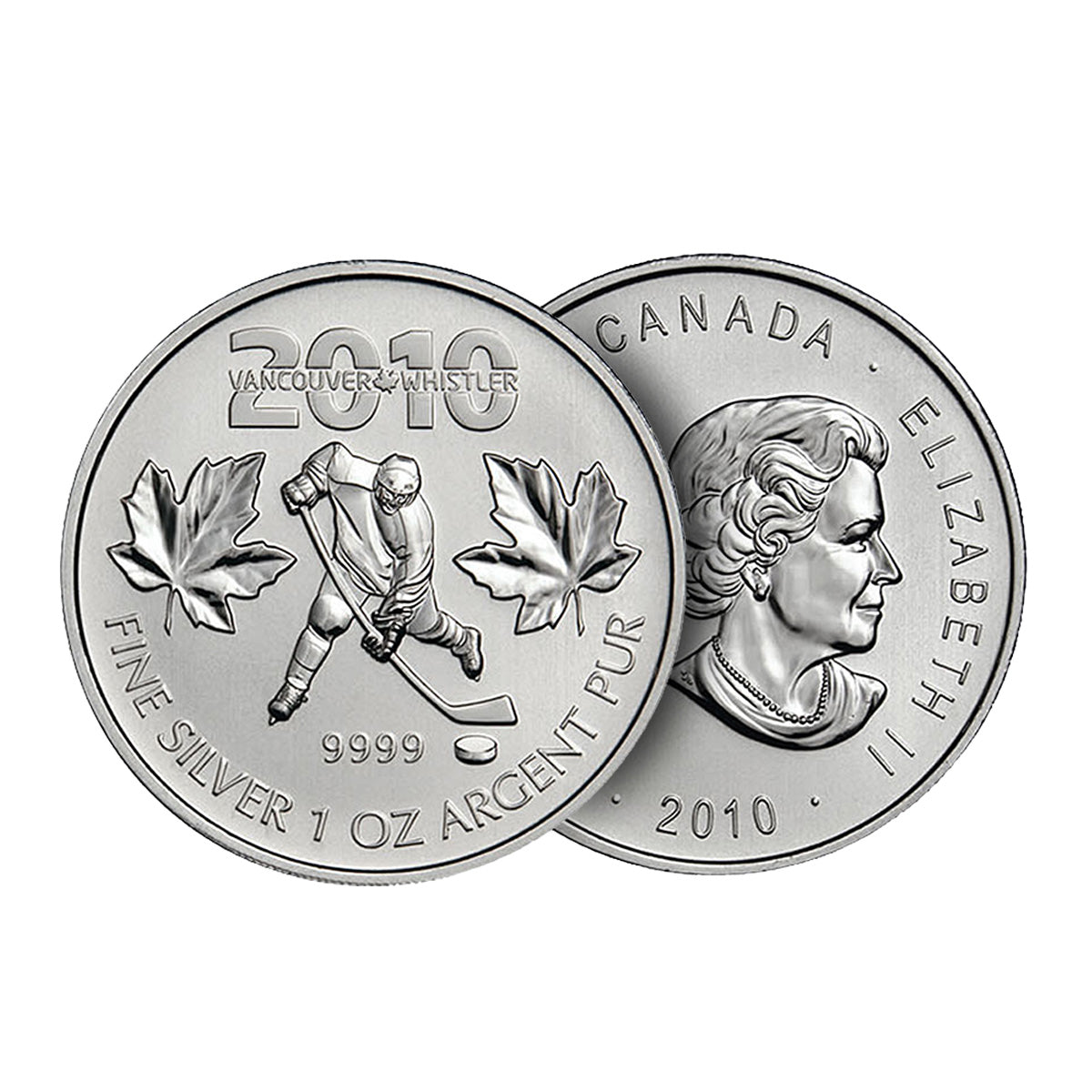 (LPO) 2010 Canada $5 Olympic Hockey 1oz Silver (Tax Exempt) Tone Spots/Scr - NO Credit Card/Paypal