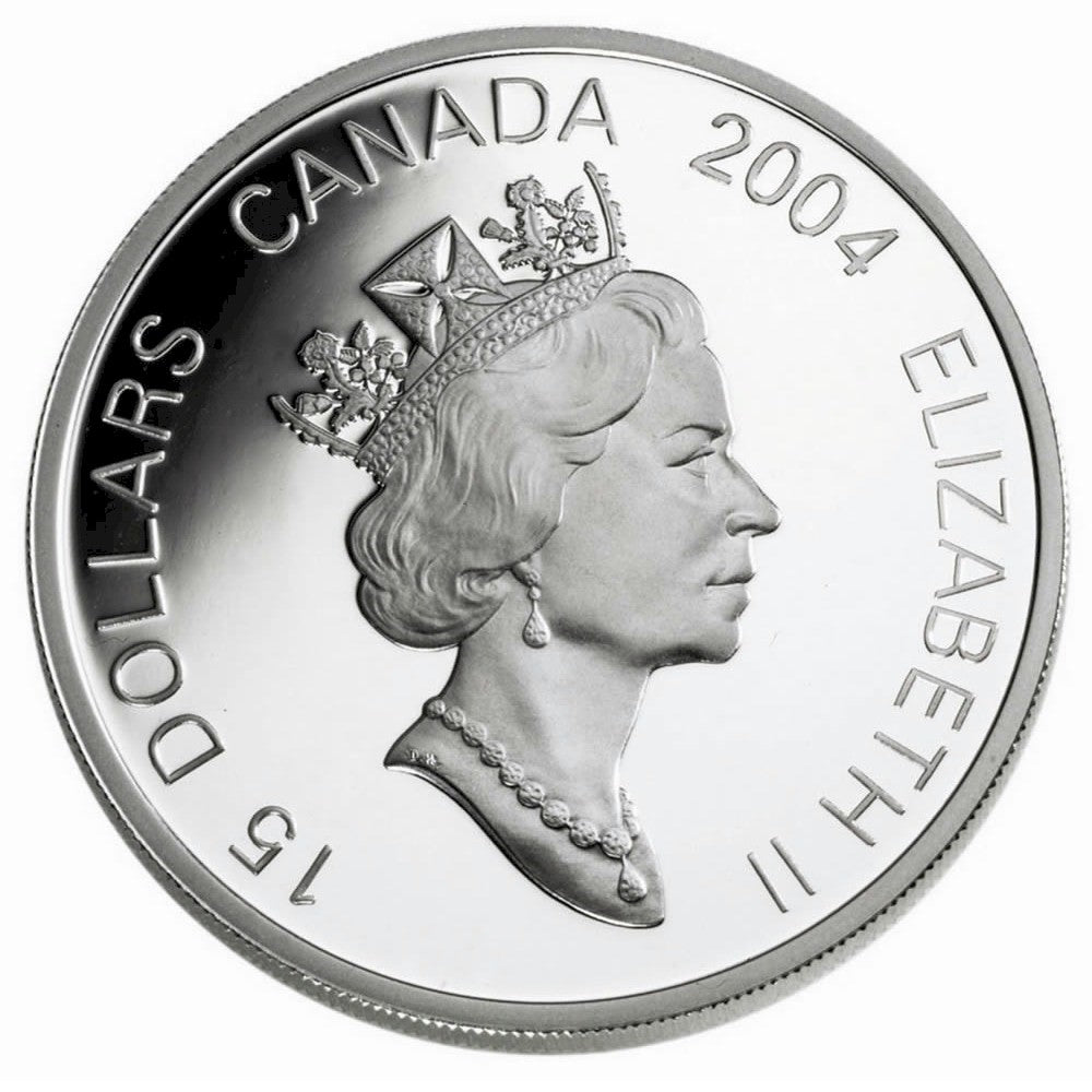 2004 Canada $15 Year of the Monkey Sterling Silver & Gold Plated Cameo (lightly toned)