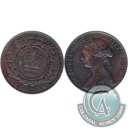 1864 Short 6 New Brunswick 1-cent VF-EF (VF30)