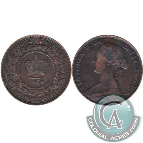 1864 Tall 6 New Brunswick 1-cent F-VF (F15)