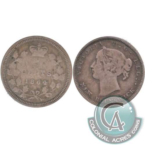 1864 Small 6 New Brunswick 5-cents Very Good (VG8) $