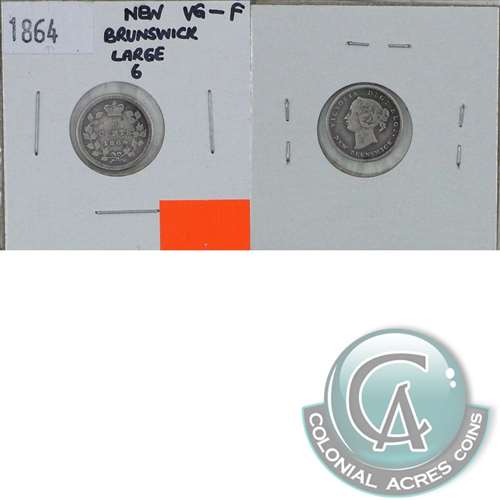 1864 Large 6 New Brunswick 5-cents VG-F (VG10) $
