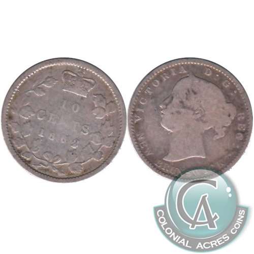 1862 DP 2 New Brunswick 10-cents G-VG (G6) $