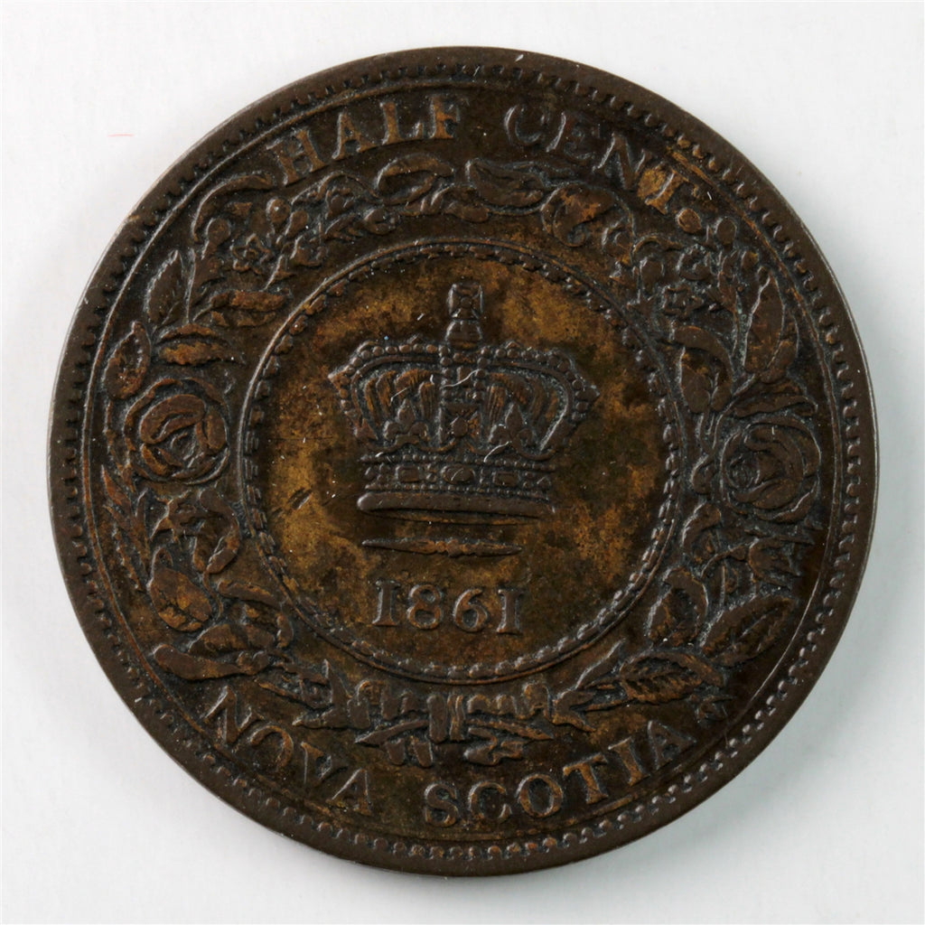 1861 Nova Scotia 1/2 Cent Almost Uncirculated (AU50) $