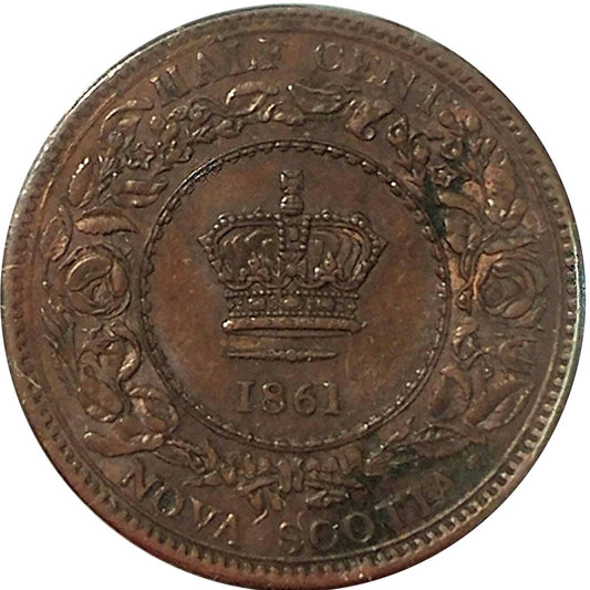 1861 Nova Scotia 1/2 Cent AU-UNC (AU55) $