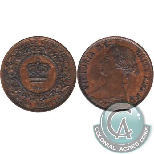 1861 Nova Scotia 1/2 Cent Uncirculated (MS60) $