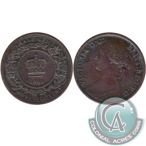 1861 Nova Scotia 1/2 Cent Very Fine (VF20)