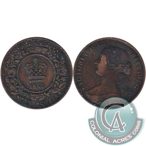 1862 Nova Scotia 1-cent F-VF (F15) $