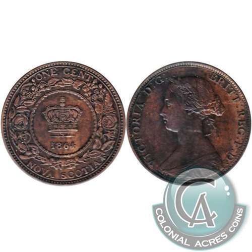 1864 Nova Scotia 1-cent EF-AU (EF45) $