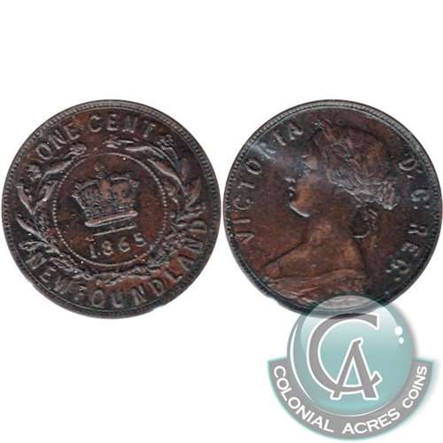 1865 Newfoundland 1-cent VF-EF (VF30)