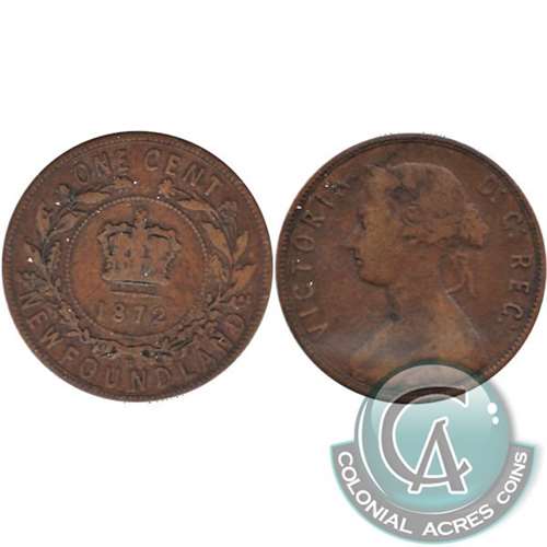 1872H Newfoundland 1-cent Very Good (VG8)