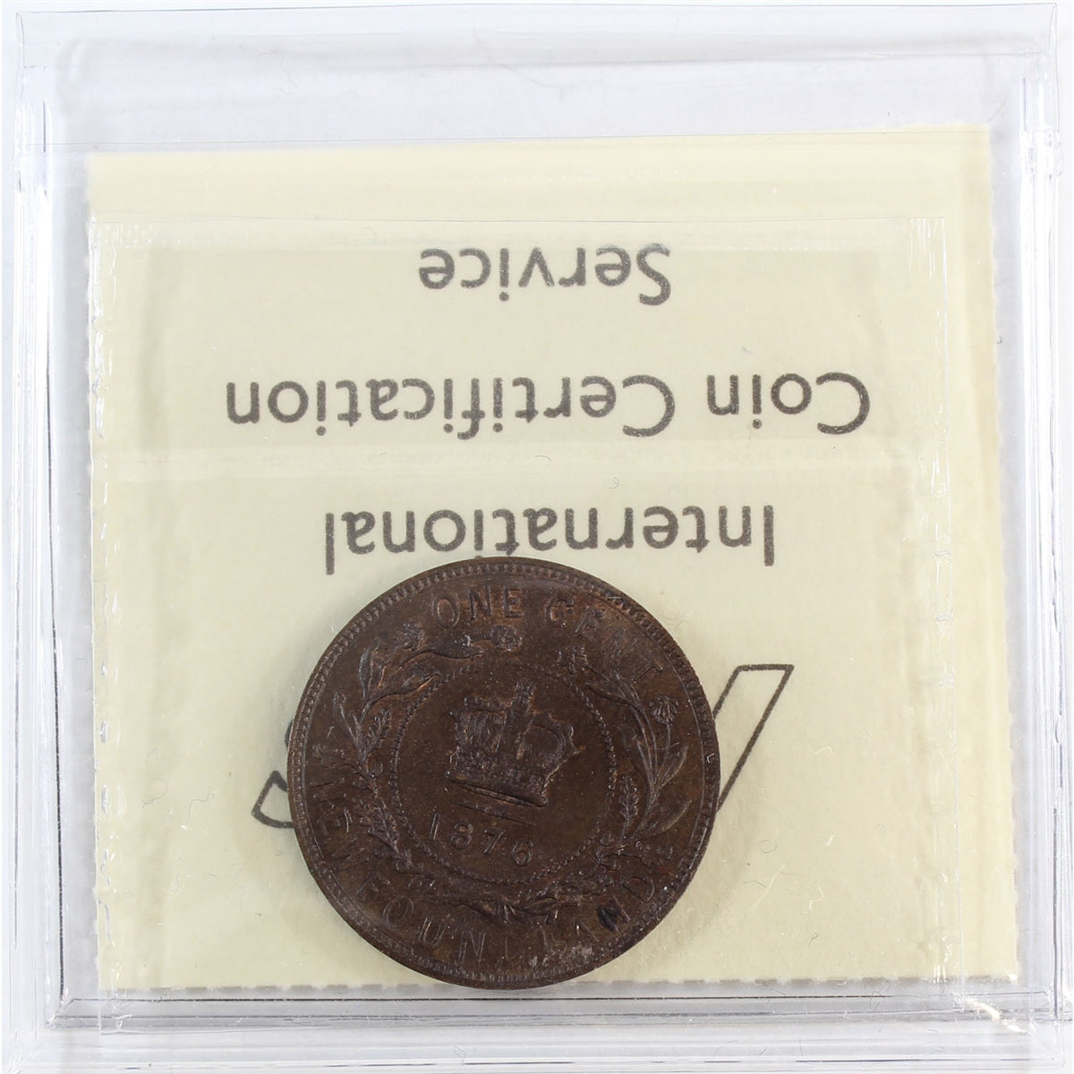 1876H Newfoundland 1-cent ICCS Certified MS60 Brown