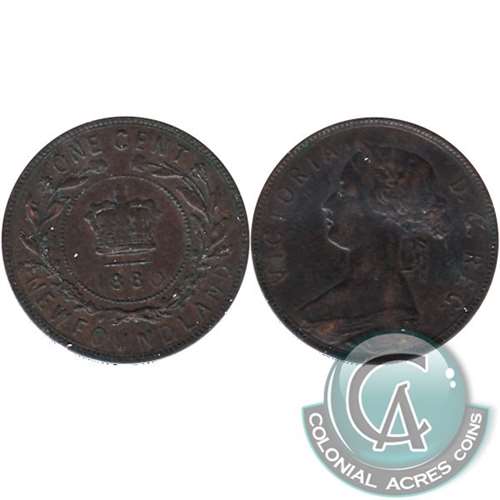1880 R.0 E.D. Newfoundland 1-cent Very Fine (VF20)