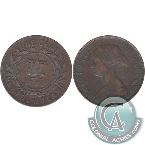 1880 R.0 E.D. Newfoundland 1-cent Very Good (VG8)
