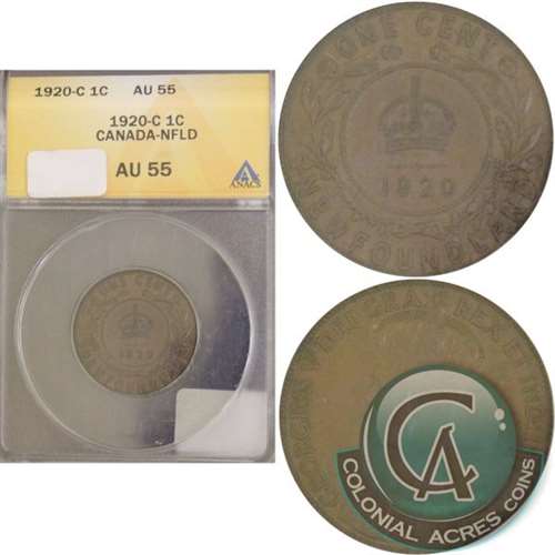 1920C Newfoundland 1-cent ANACS Certified AU55