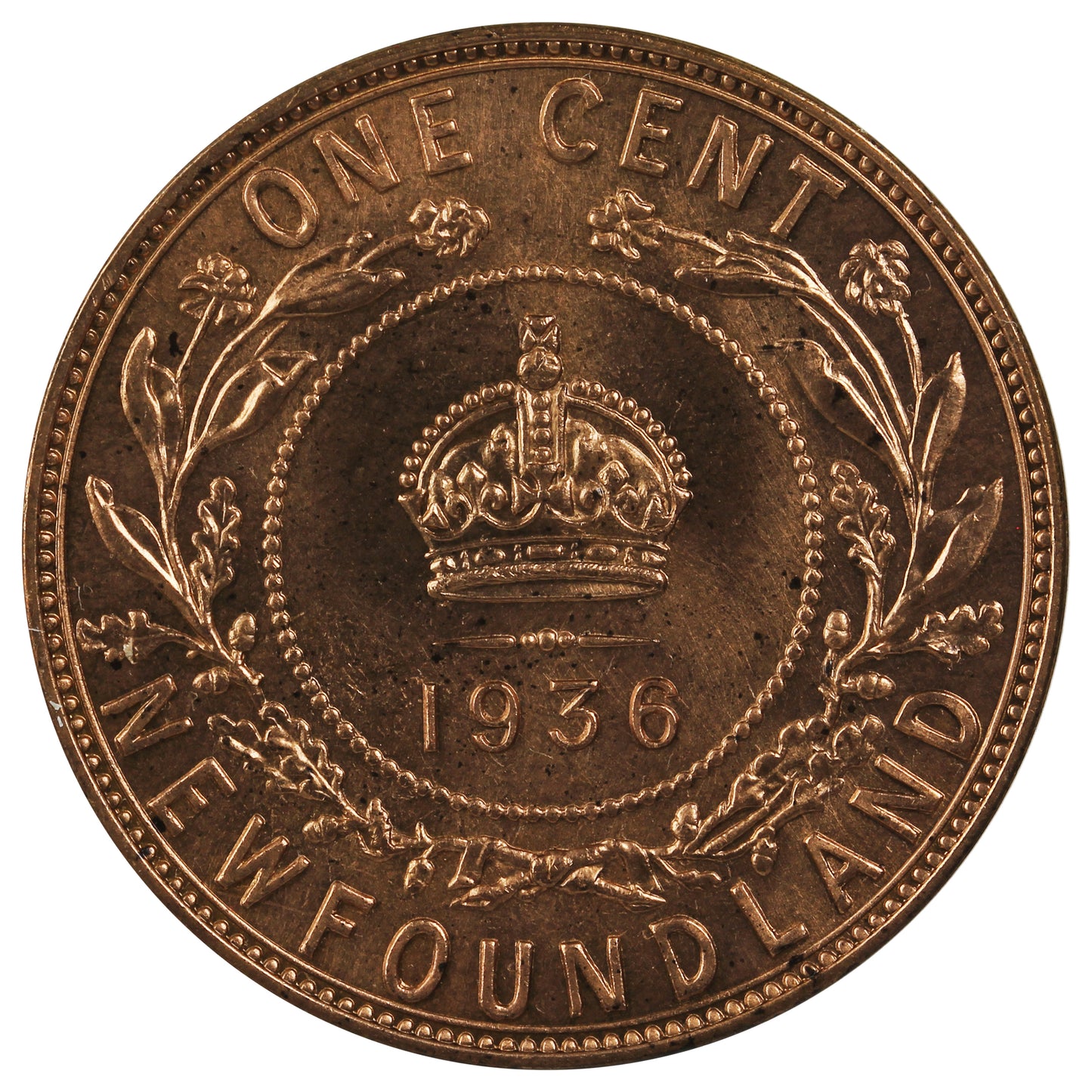 1936 Newfoundland 1-cent Brilliant Uncirculated (MS63) $