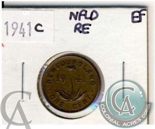 1941C Re-Engraved Newfoundland 1-cent Extra Fine (EF40) $