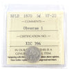 1870 Obv. 1 Newfoundland 5-cents ICCS Certified VF20