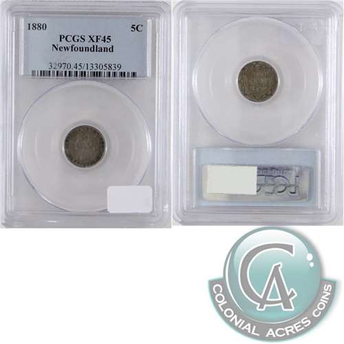 1880 Newfoundland 5-cents PCGS Certified EF45