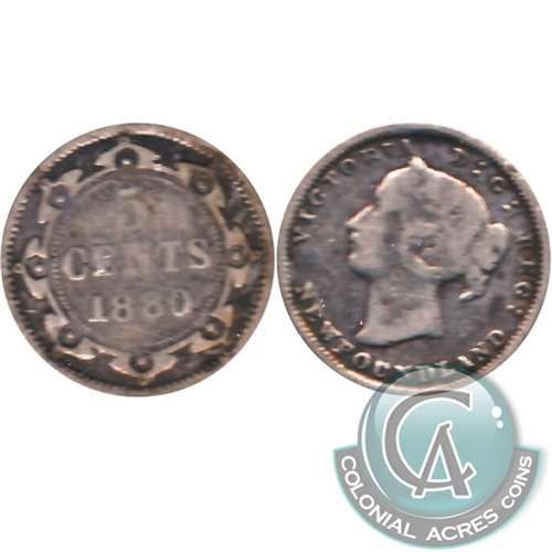 1880 Newfoundland 5-cents VG-F (VG10) $
