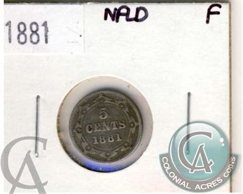 1881 Newfoundland 5-cents Fine (F12) $