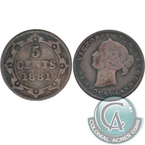 1881 Newfoundland 5-cents VG-F (VG10) $