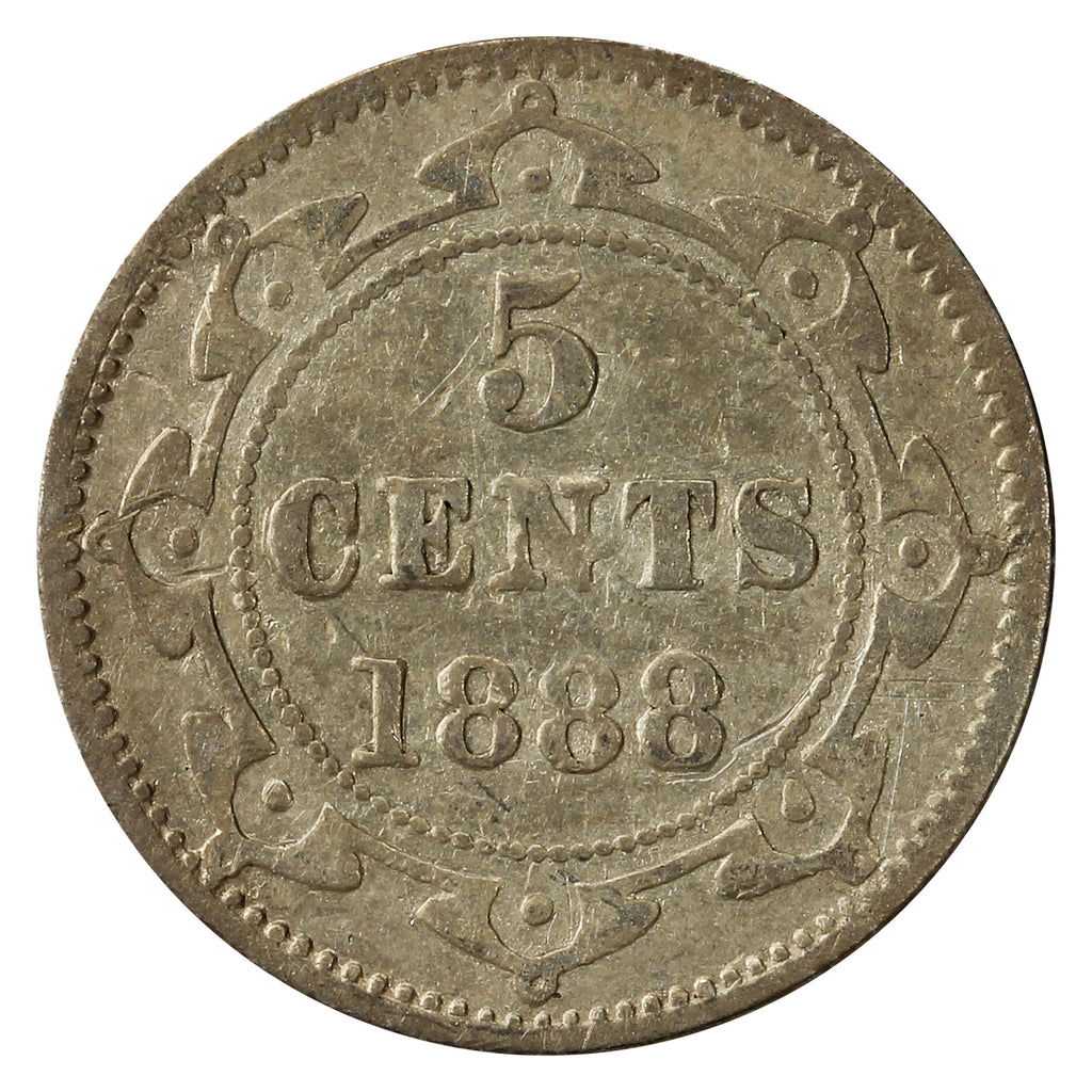 1888 Obv. 3 Newfoundland 5-cents G-VG (G6) $