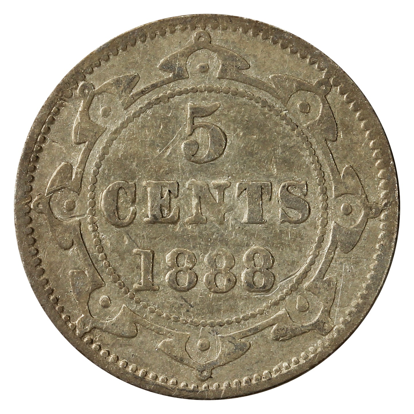 1888 Obv. 3 Newfoundland 5-cents G-VG (G6) $