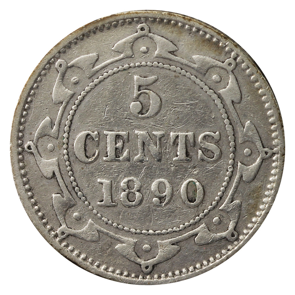 1890 Newfoundland 5-cents F-VF (F15) $