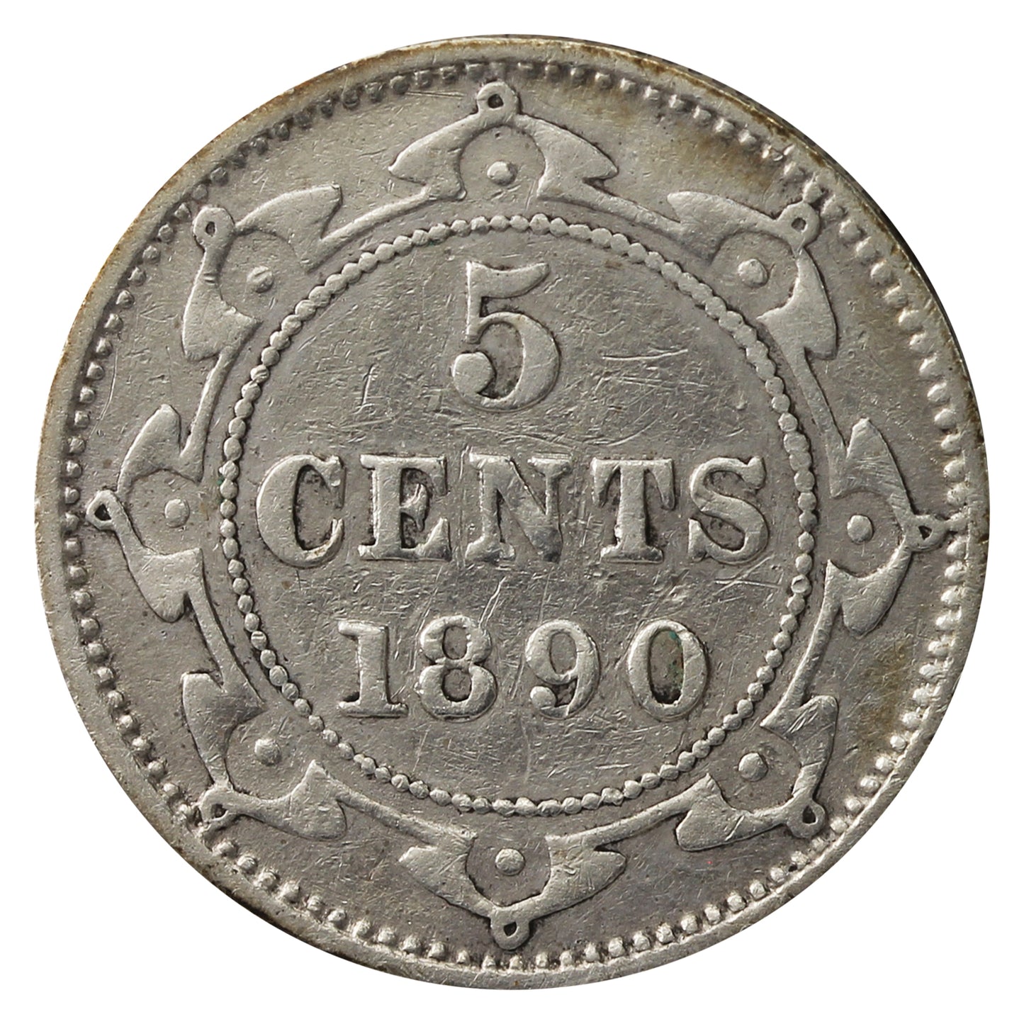1890 Newfoundland 5-cents F-VF (F15) $