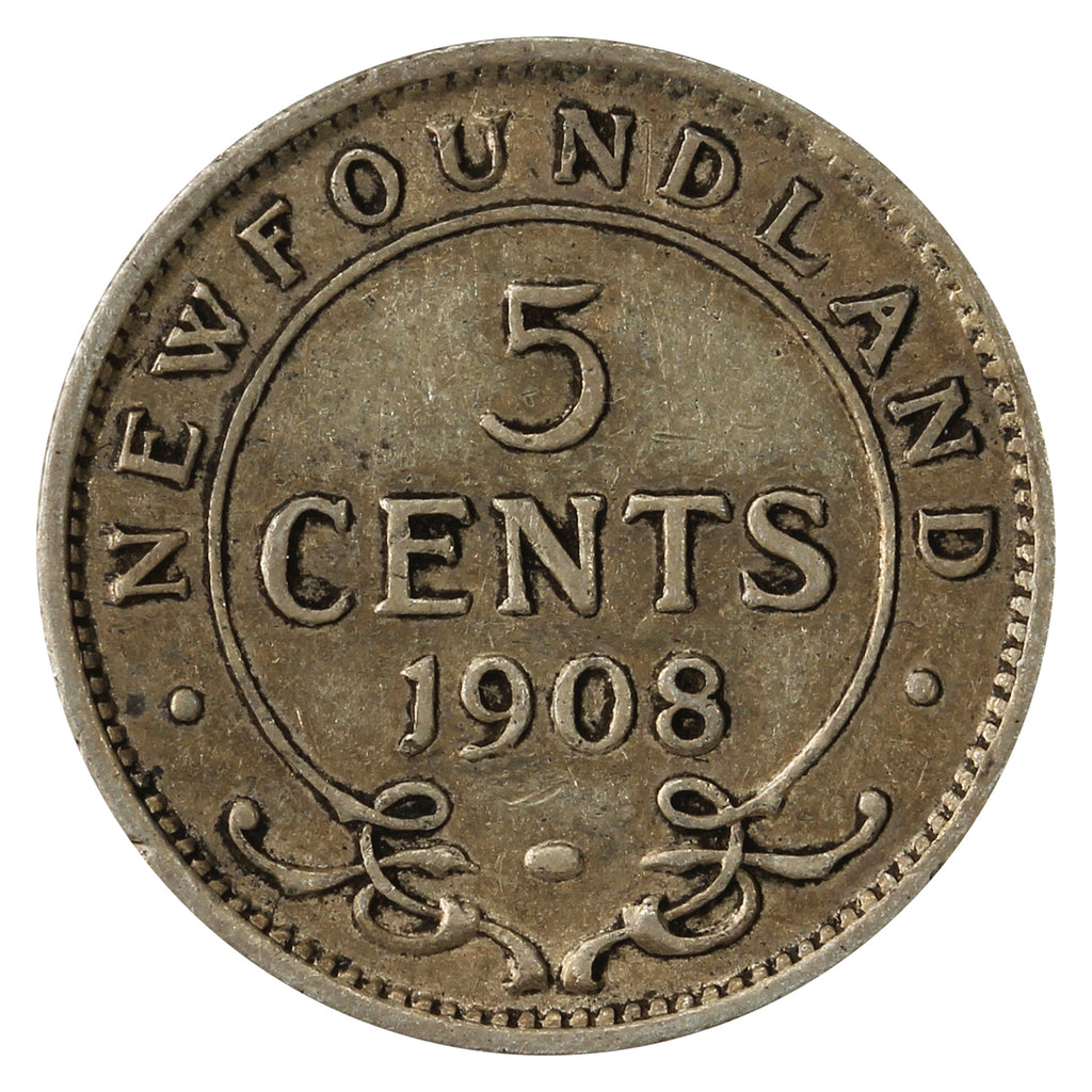 1908 Newfoundland 5-cents F-VF (F15)