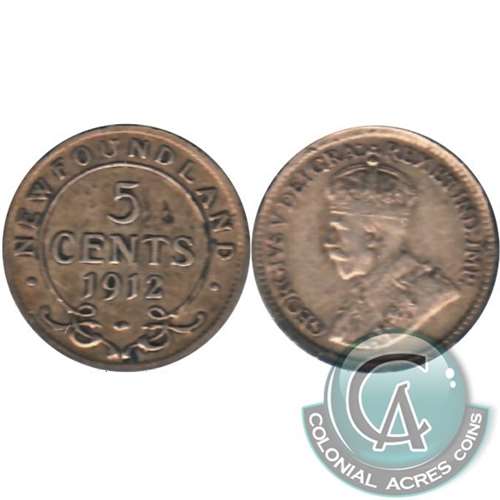 1912 Newfoundland 5-cents F-VF (F15)