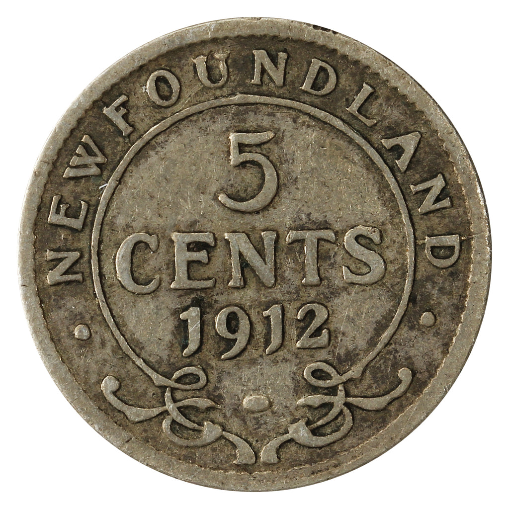 1912 Newfoundland 5-cents VG-F (VG10)