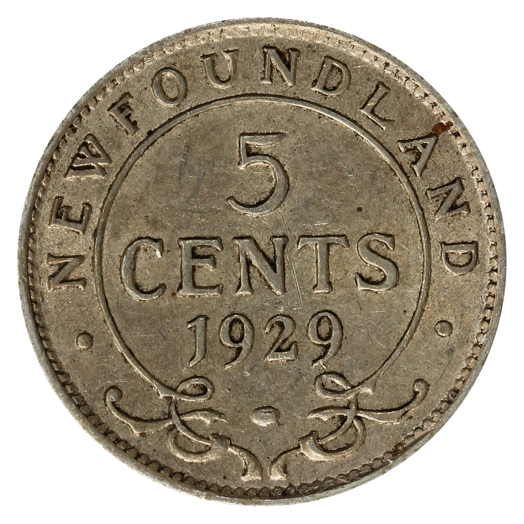 1929 Newfoundland 5-cents Extra Fine (EF40)