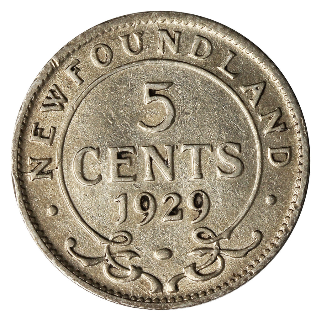 1929 Newfoundland 5-cents Fine (F12)