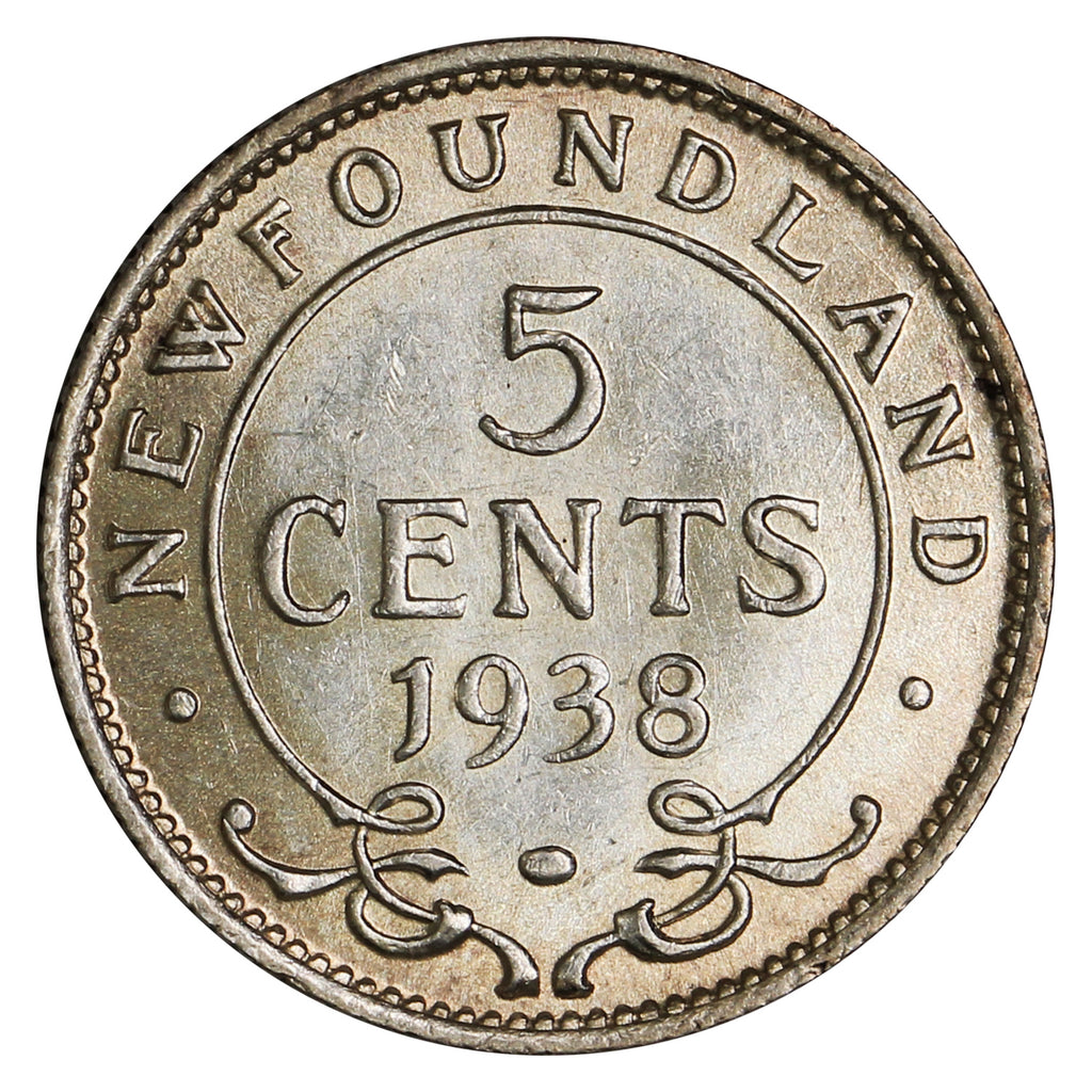1938 Newfoundland 5-cents AU-UNC (AU55) $