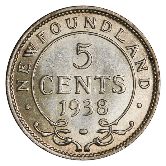 1938 Newfoundland 5-cents AU-UNC (AU55) $