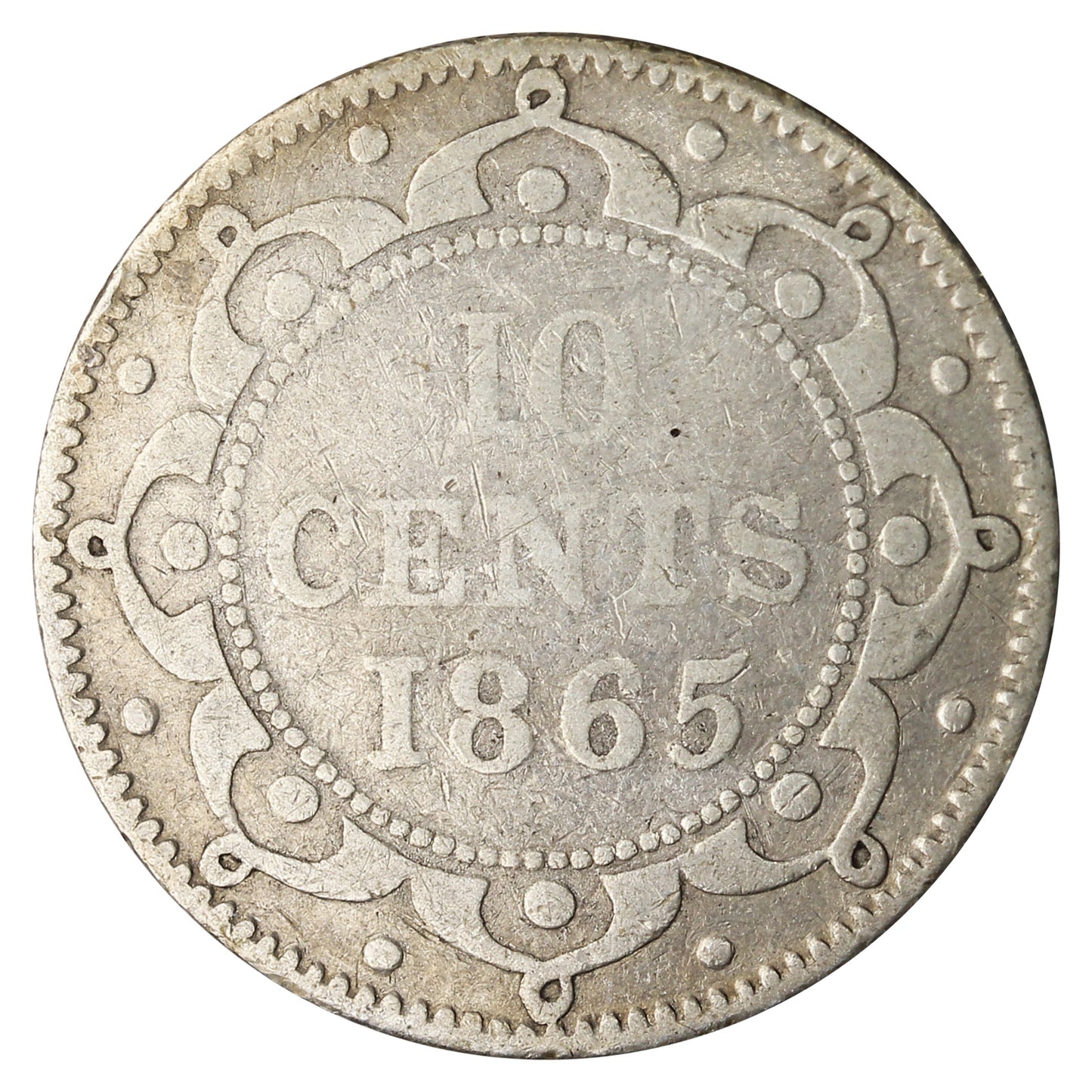 1865 Newfoundland 10-cents VG-F (VG10) $