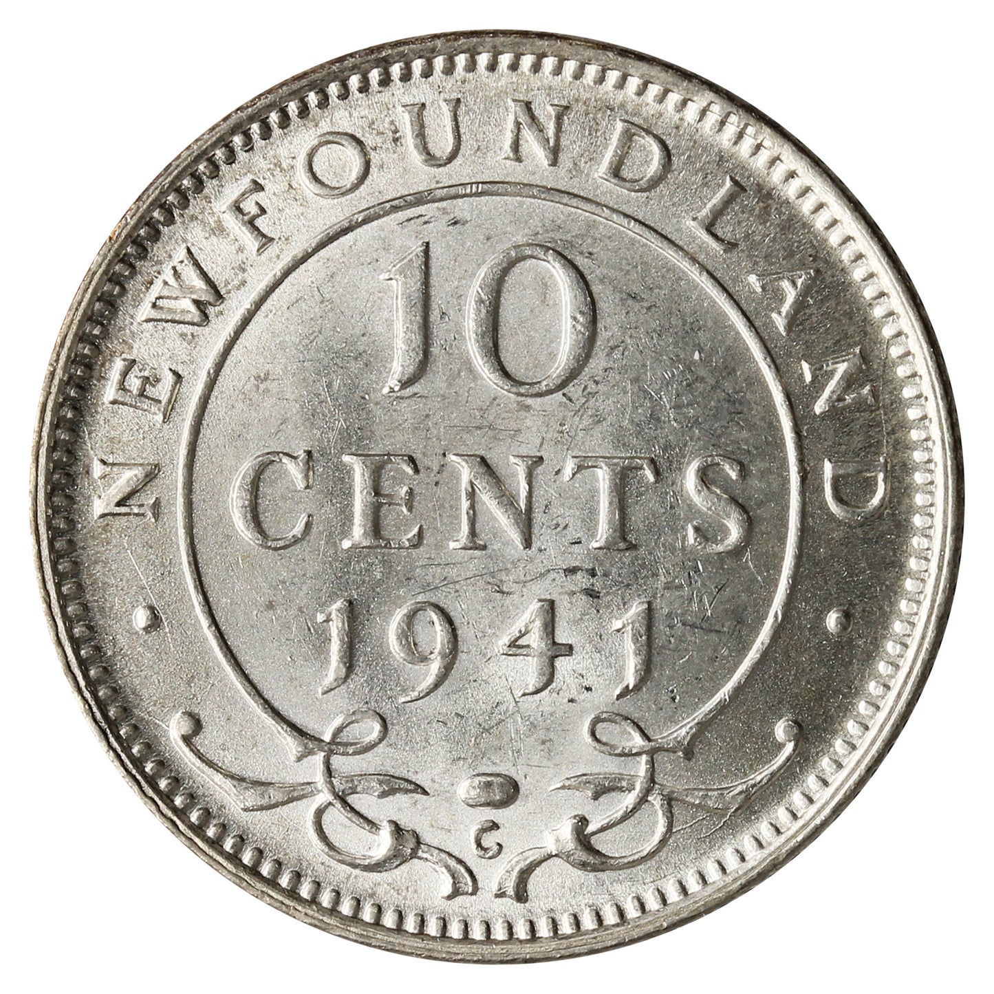 1941C Newfoundland 10-cents Uncirculated (MS-60) $