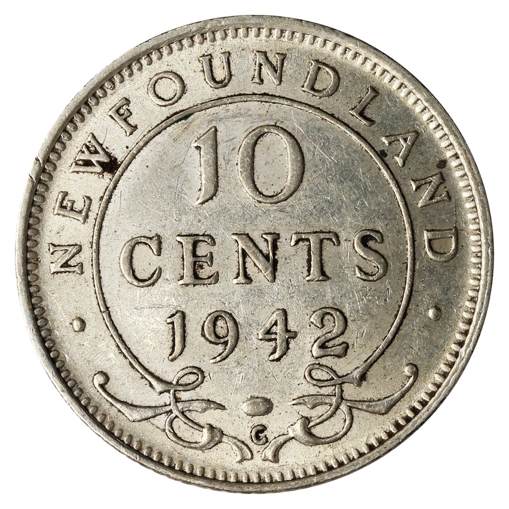 1942C Newfoundland 10-cents Almost Uncirculated (AU-50)
