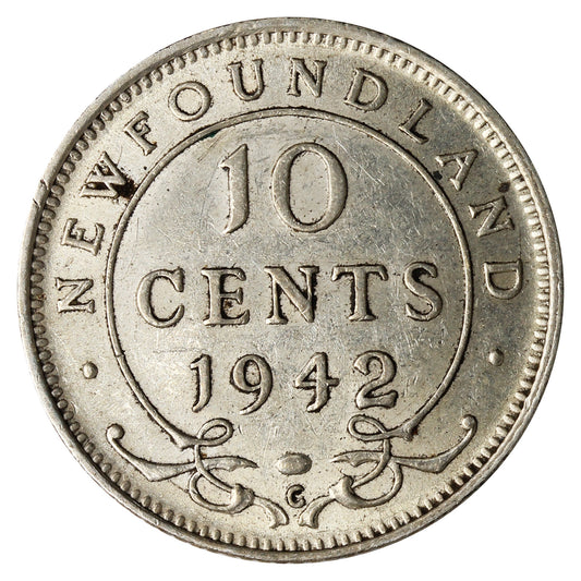 1942C Newfoundland 10-cents Almost Uncirculated (AU-50)