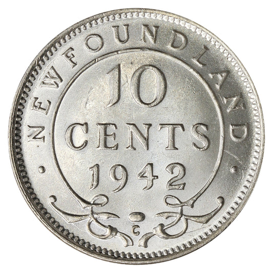 1942C Newfoundland 10-cents AU-UNC (AU-55)