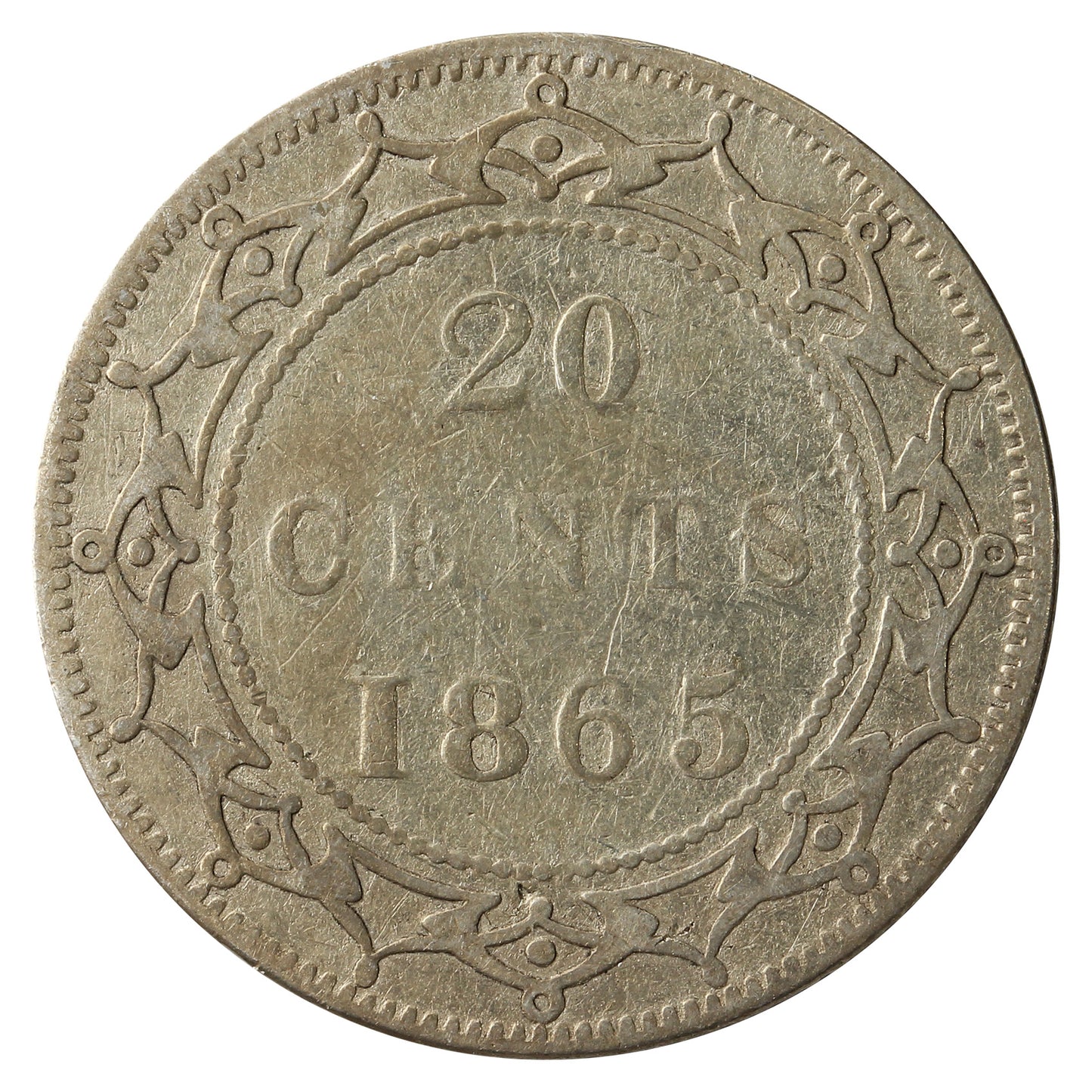 1865 Newfoundland 20-cents Fine (F12)