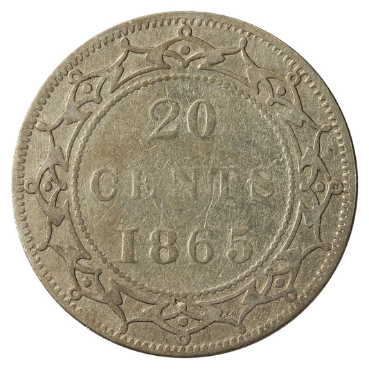 1865 Newfoundland 20-cents Fine (F-12)