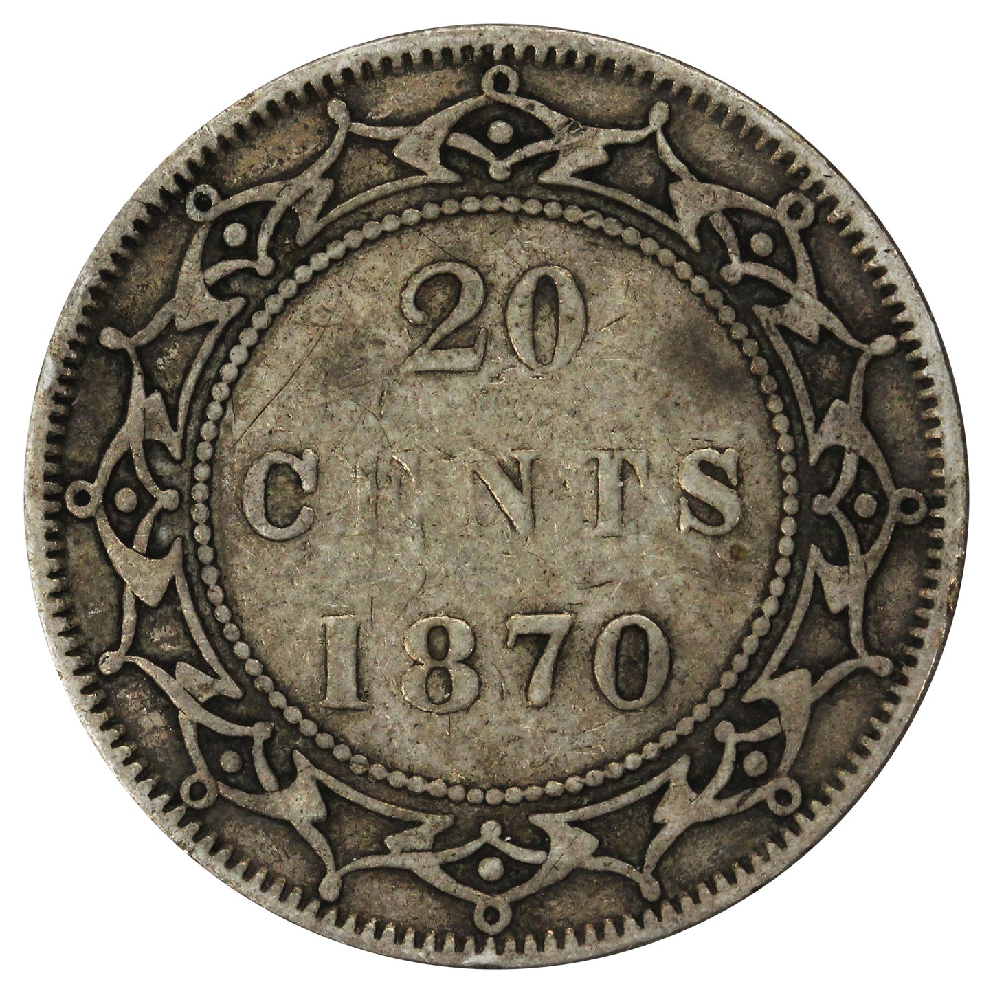 1870 Newfoundland 20-cents Fine (F12) $