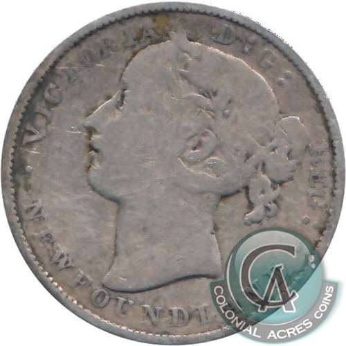 1872H Newfoundland 20-cents Very Good (VG8)