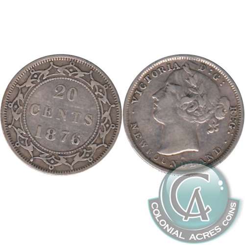 1876H Newfoundland 20-cents Very Fine (VF20) $